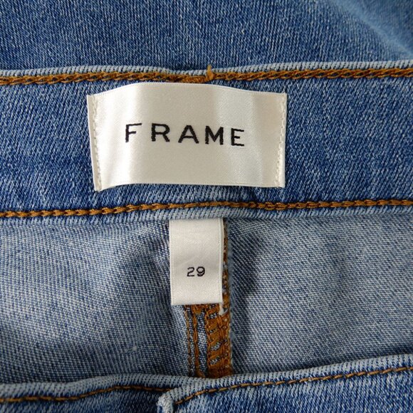 FRAME Le Sleek Straight High Rise JEANS Size 29 Flip Blue Stretch NEW $278 - Picture 5 of 10